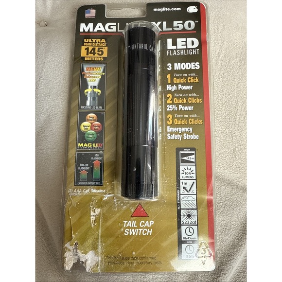 Mag-Lite XL-50 Series 3AAA Battery LED Black Aluminum Body Flashlight 4310 - Picture 1 of 4